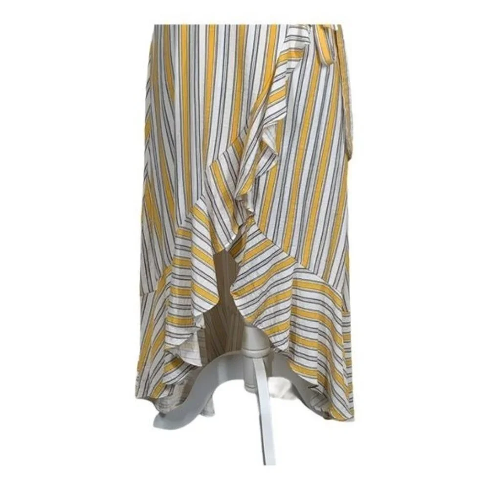 Lulus One Shoulder Maxi Dress Medium Yellow Striped Ruffle Boho - Picture 6 of 9